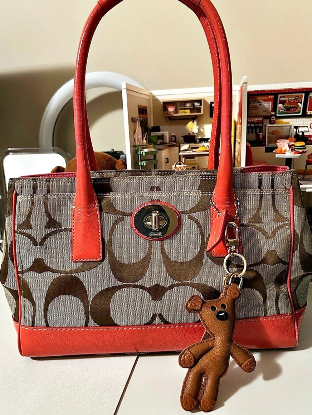Coach Signature Canvas Tote Brown & Orange